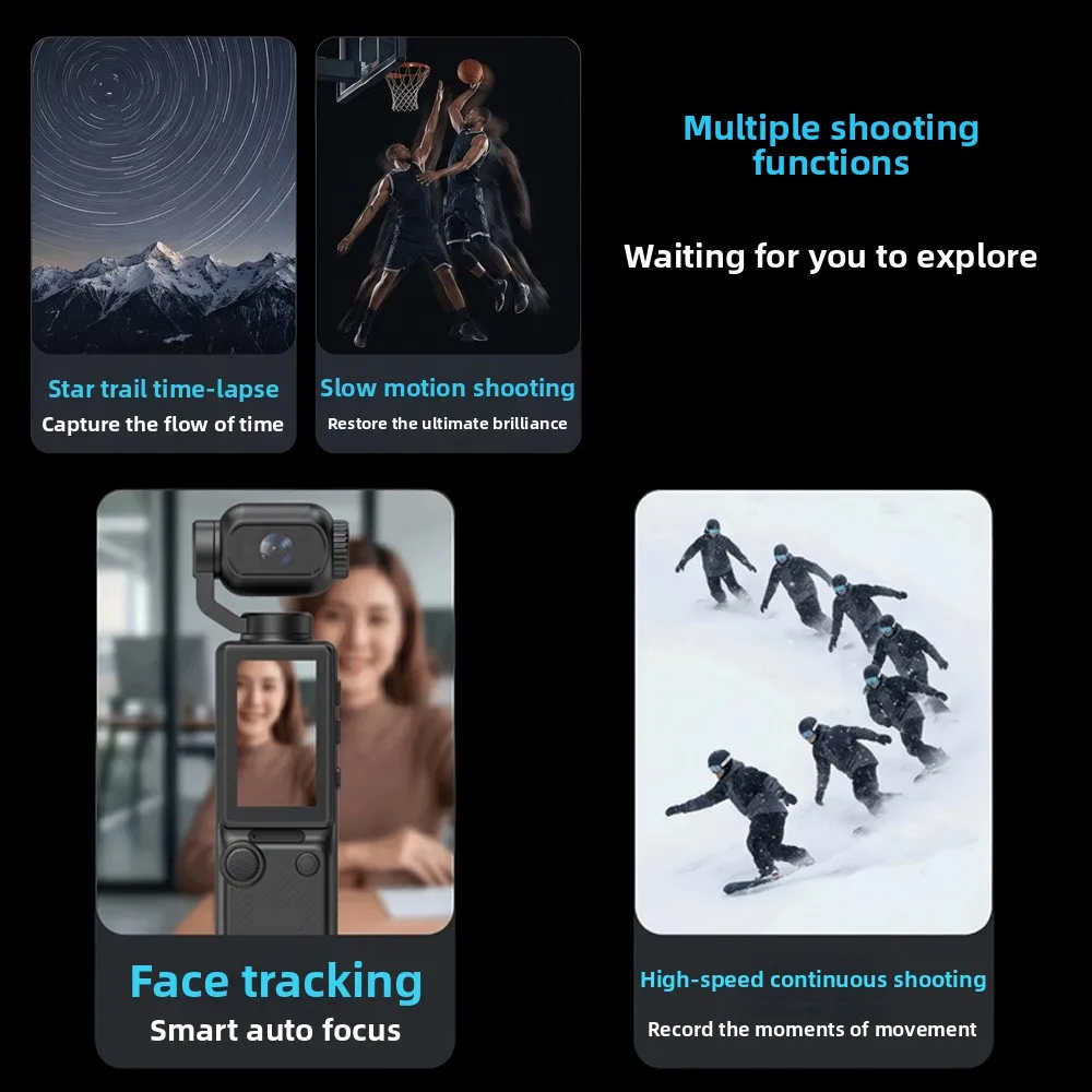 for DJI Pocket 4 Vlog Camera 1 CMOS & 4K/240fps 2× Lossless Zoom OsmoAudio 4-Channel Output 3-Axis Stabilization Action Camera