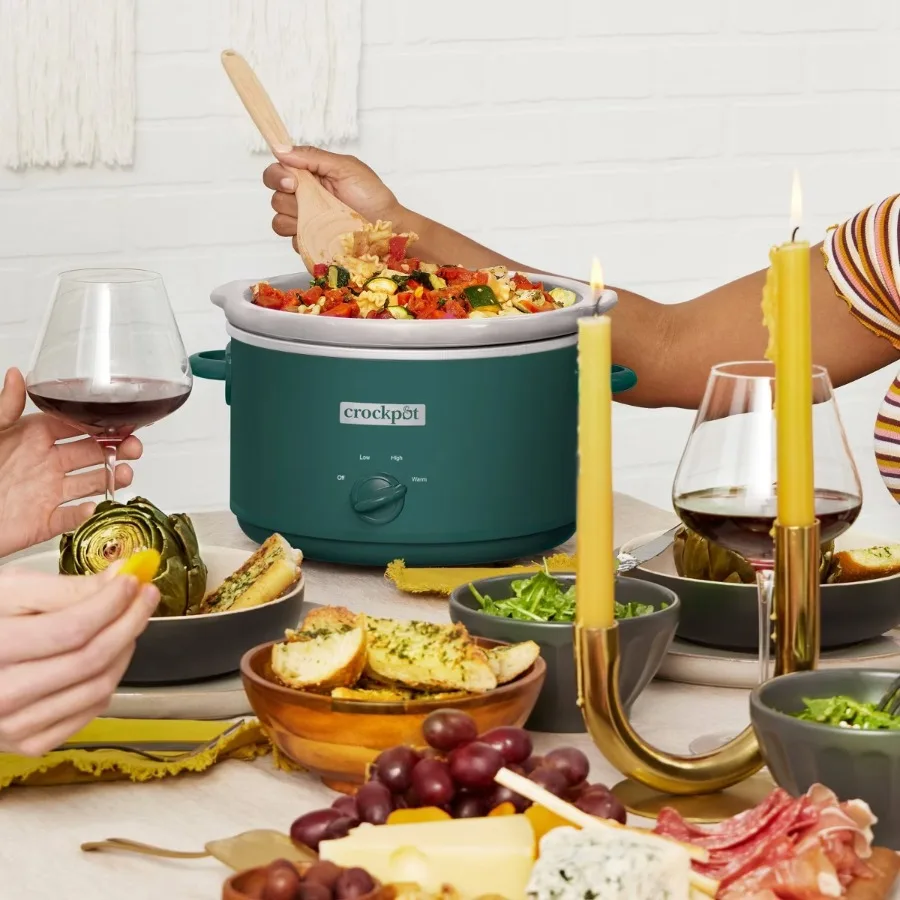 4.5qt Slow Cooker, Ocean Fog, Electric Crockpot with Removable Non‑Stick Pot, Glass Lid and Keep Warm Setting for Home Cooking