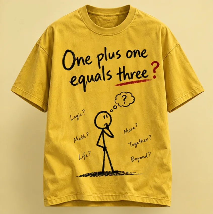 One Plus One Equals Three Graphic Cotton T‑shirt Unisex Y2K Harajuku Street Casual Summer Short Sleeve Stick Figure Funny Tees