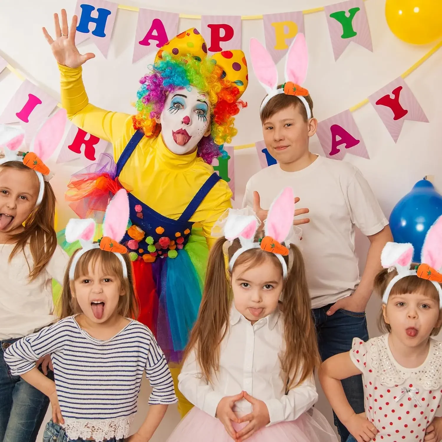 Accessori per capelli regolabili lavabili con orecchie di carota e coniglietto pasquale Set regalo per decorazioni per copricapo per feste cosplay carino per bambini