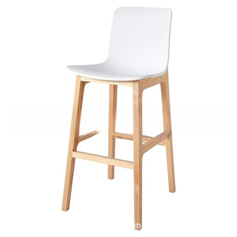 

Simple Nordic Ash Wood Plastic Bar Chair Fashion Home Wood Plastic High Chair