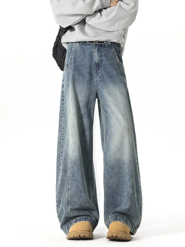 

Retro Knife Men's Jeans Loose Wide Leg American Sle Casual Long Trousers Spring Autumn New Faion Brand