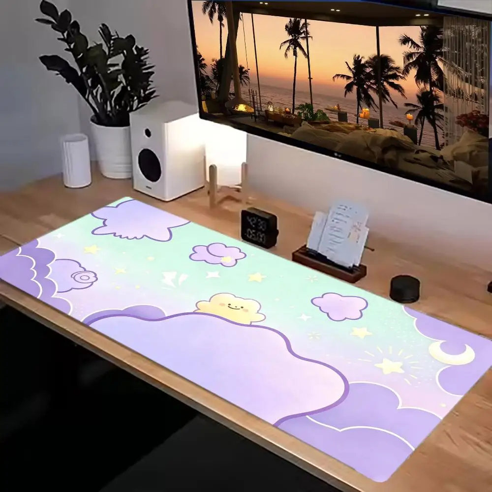Table Mat Large Size Kawaii Starry Cloud Moon Bear Print Keyboard Accessories Laptop Bedroom Learning Games Mousepad