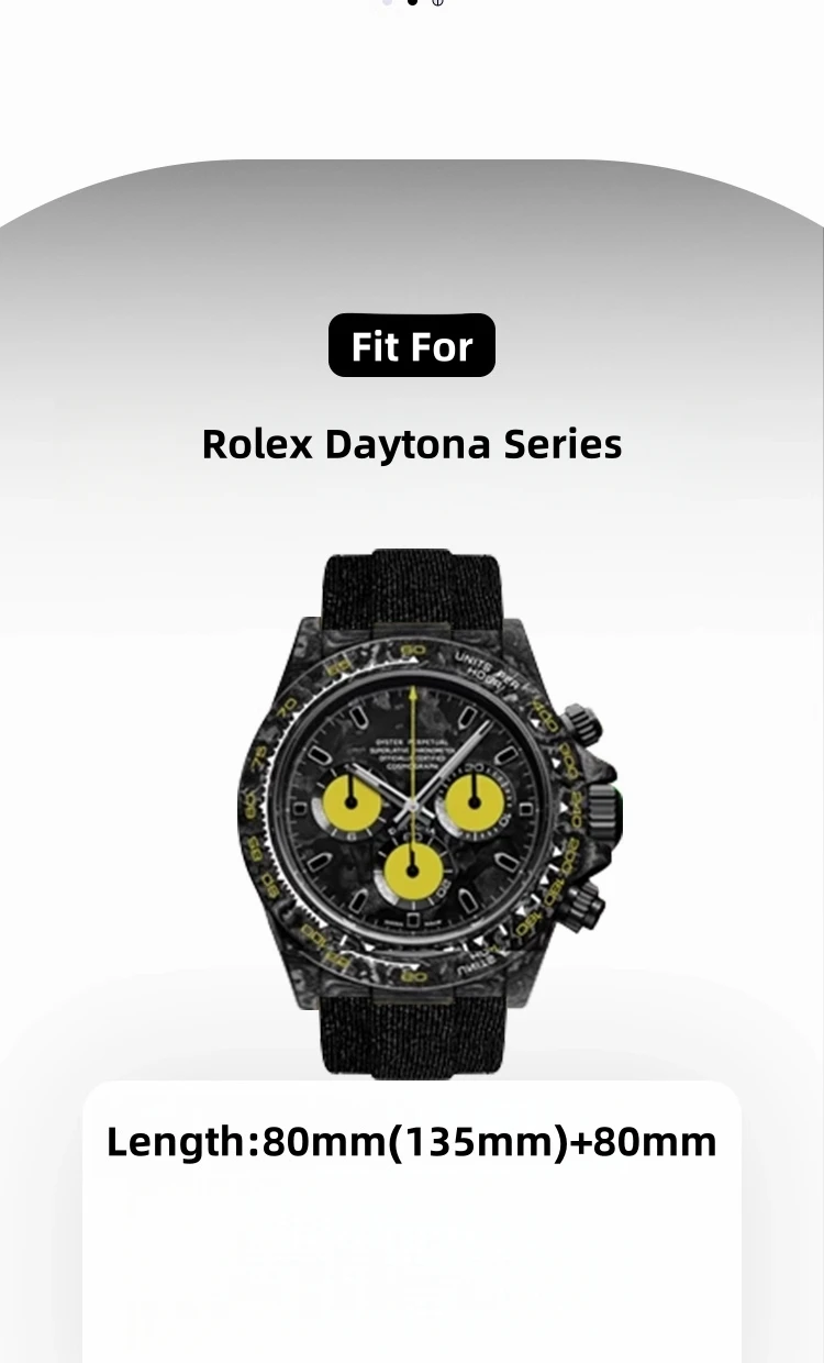 20mmナイロン製フックアンドループ式時計ストラップ、ダブルスプリングバー、カーブエンド、ロレックスデイトナ時計バンド対応