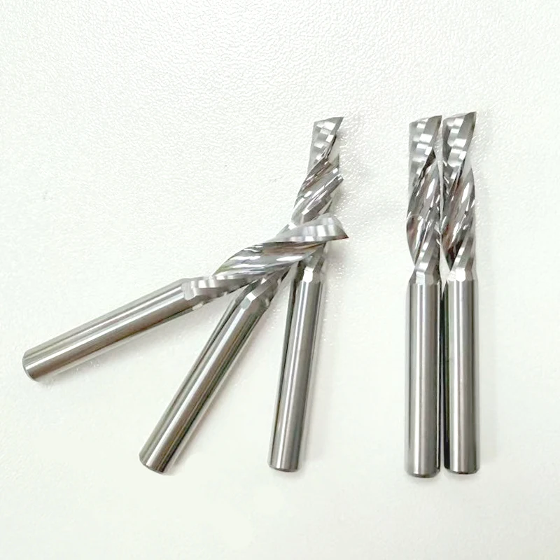 10pieces/Lot 2A  MDF Milling Cutter Wood Working Tools Quality Single Flute Spiral Cutter Carbide Router Bit for Acrylic PVC