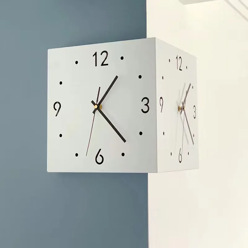 Modern Square Corner Wall Clock Simple Creative Design Silent Movement Decor for Living Room