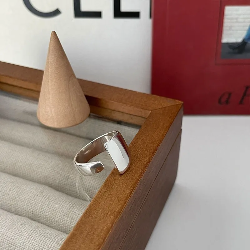 PANJBJ 925 Sterling Silber Perle Unregelmäßigen Ring für Frauen Shell Überlappende Hohl Süße Design Schmuck Geschenk Dropshipping – Detail 16