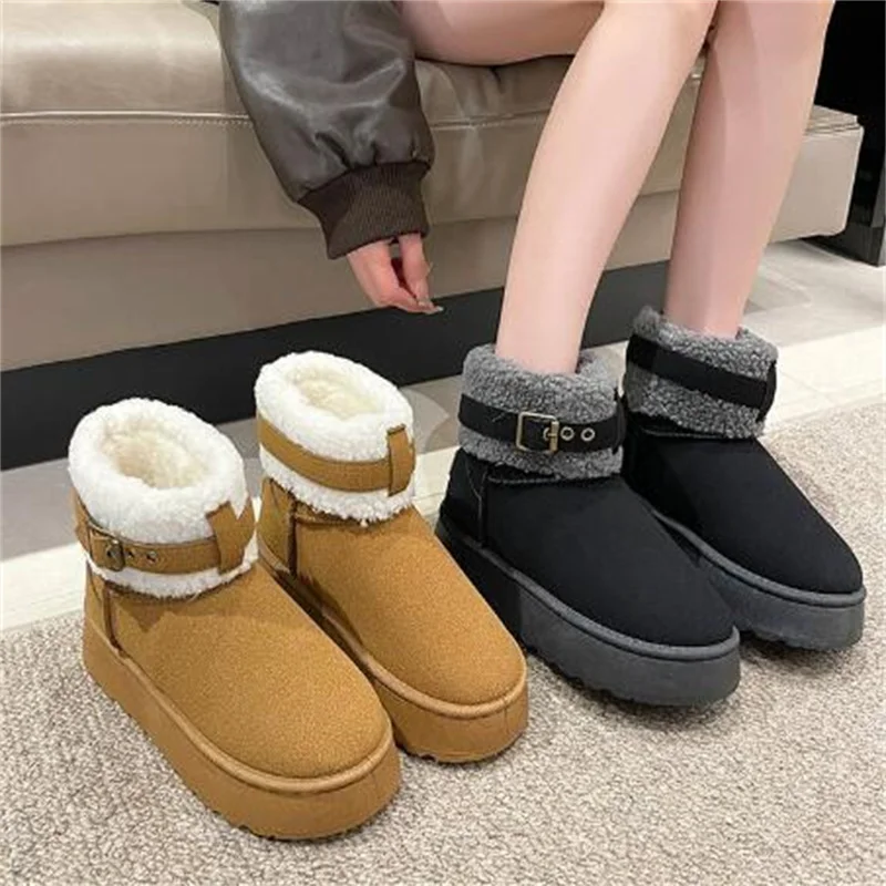 

New Classic Thickened Fluff Women's Snow Boots Comfortable Warm Ankle Boots Women Winter Ladies Shoes Chunky Botas Mujer