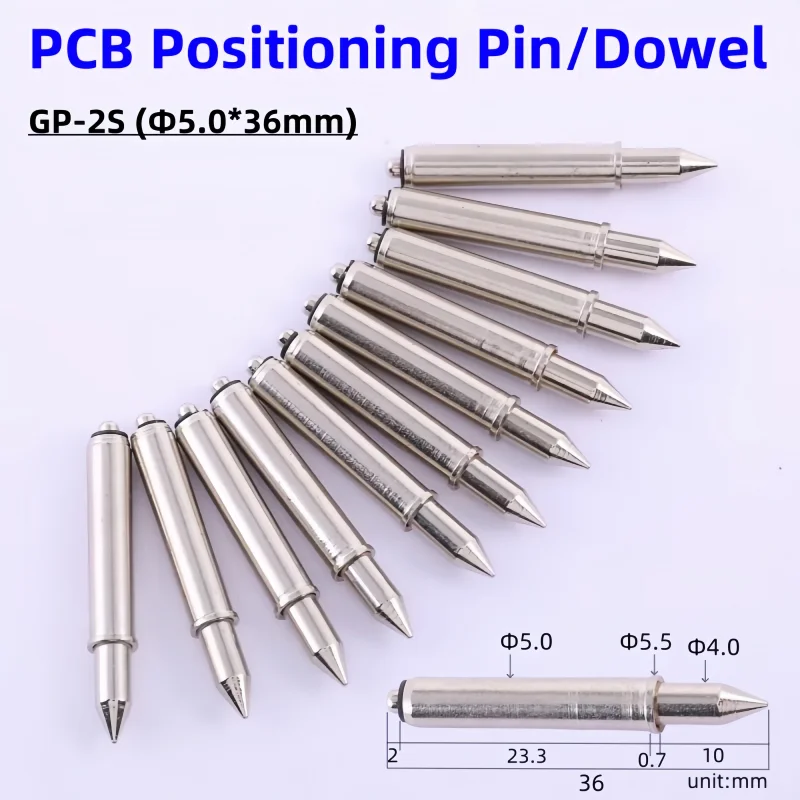 

10/50PCS GP-2S Pointed Sharp Tip Electronic Positioning Pin Spring Drill Nickel Plating Test Positioning Pin Dia 36mm Dia 5.0mm