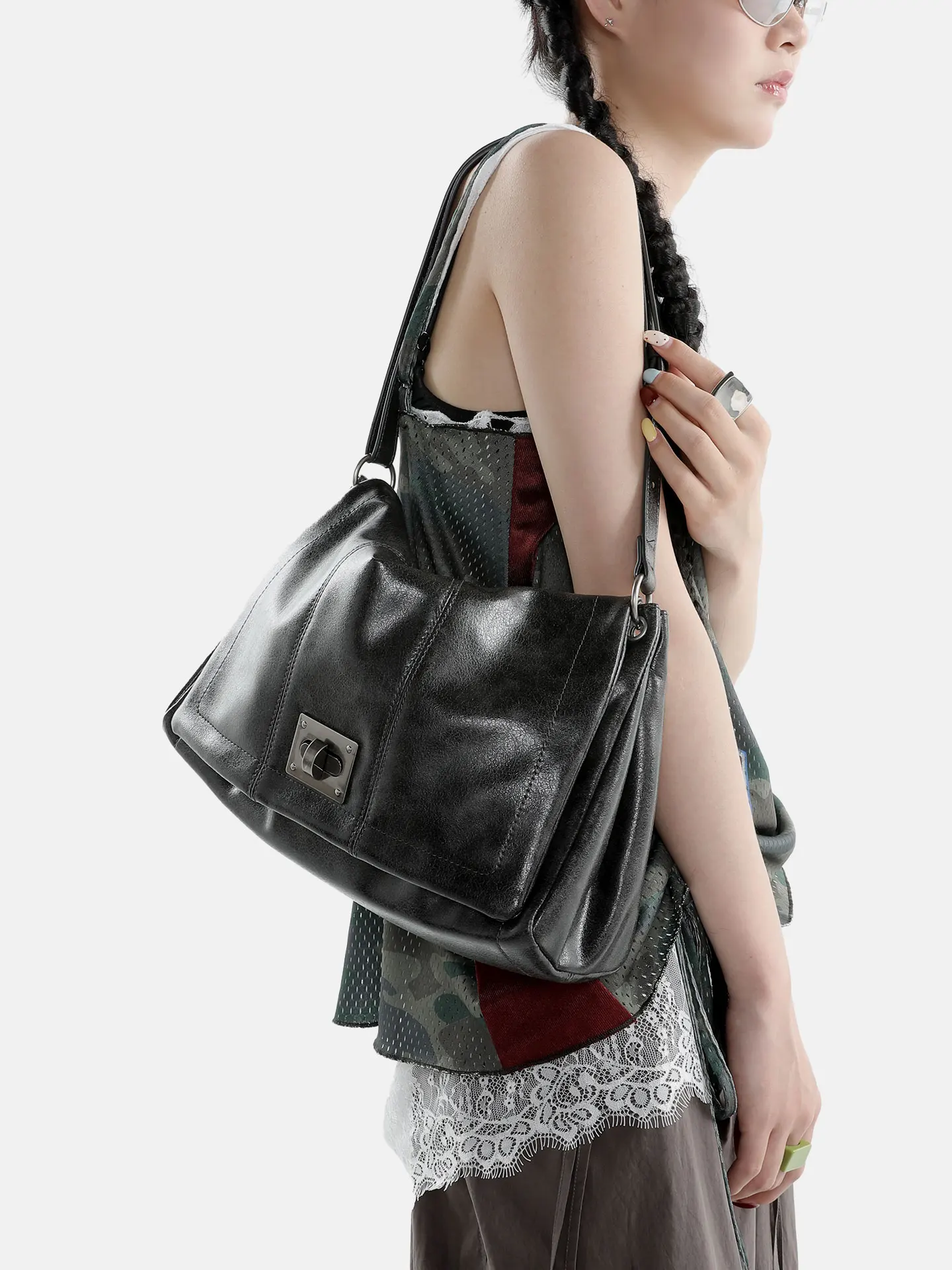 Wood River Card Vintage Underarm Large Capacity Commuter Tote Bag Crossbody Women's Bag 2026 New Style Soft PU Leather