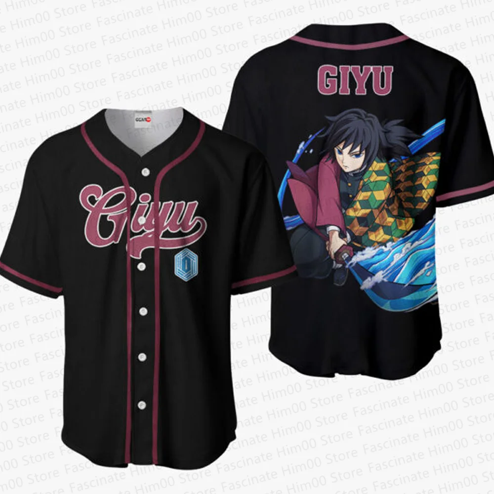 Demon Slayer Japanese anime baseball uniform Tshirt Childrens summer role-playing clothing Men\'s sports baseball uniform T shirt