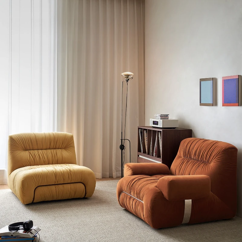 Single fabric sofa medieval home living room small apartment bedroom retro leisure chair