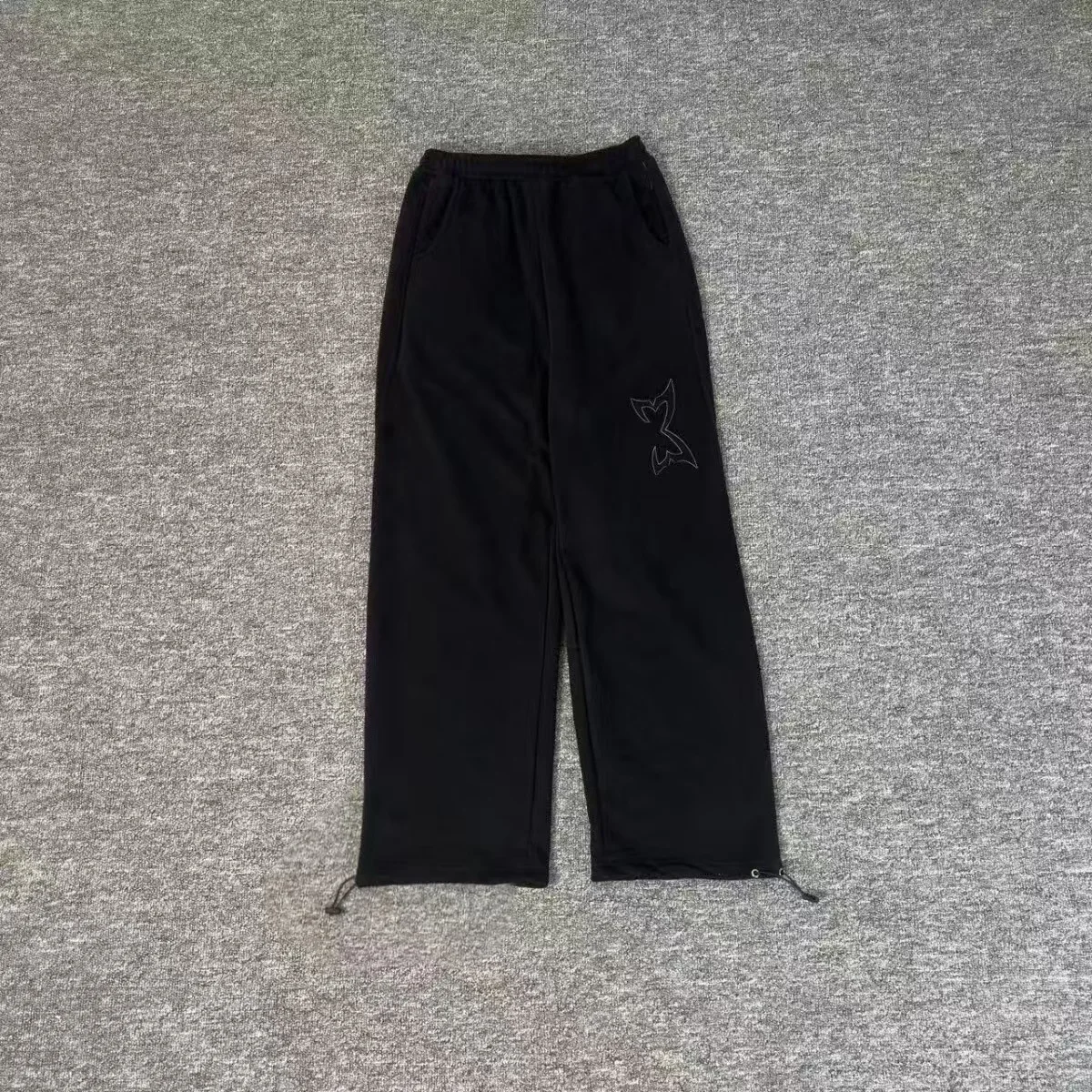 

Bla Street Sle Fce Lined Casual Trousers Loose Fit Men Women Autumn Winter Long Sports Pants Trendy Straight Leg Jeans