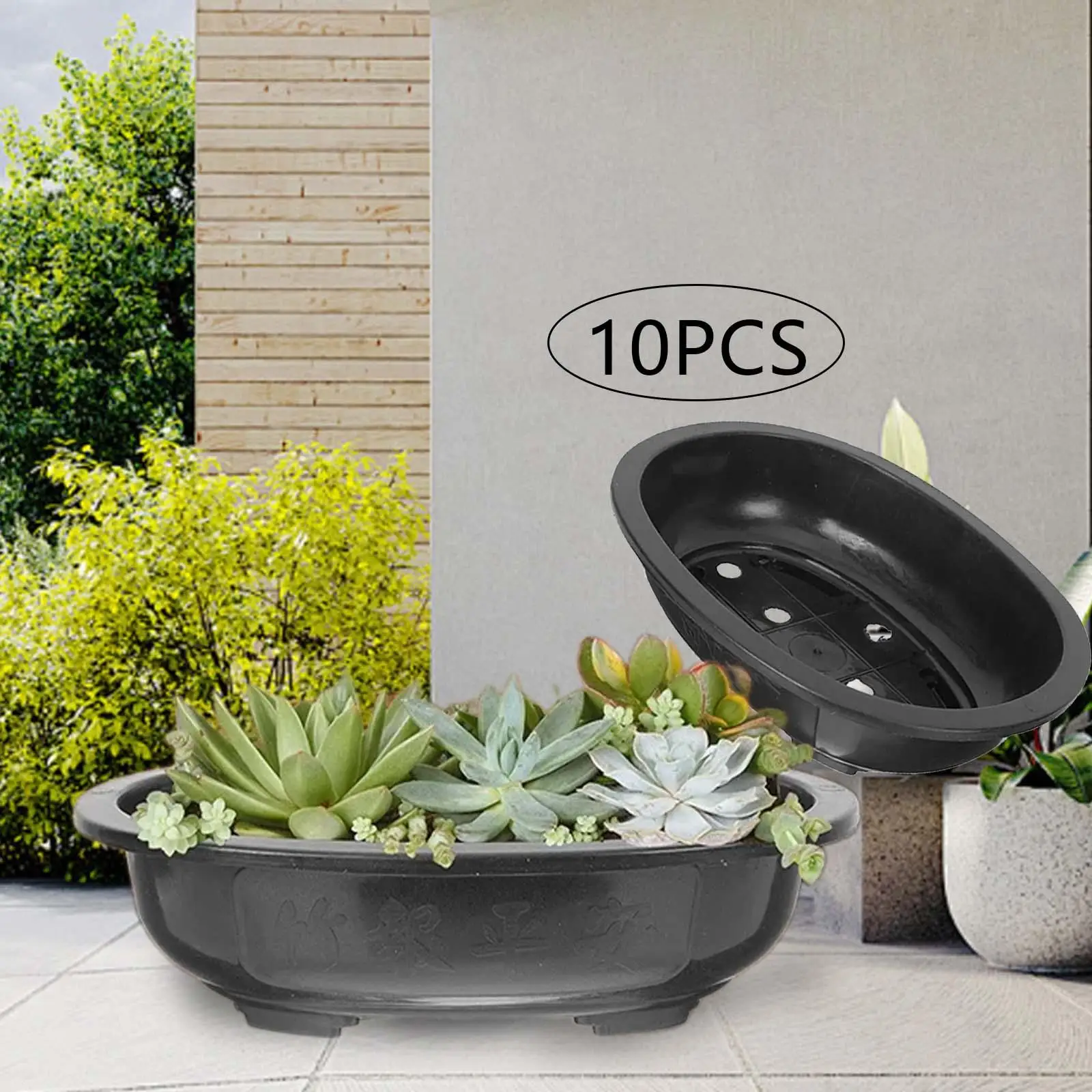 10Pcs Bonsai Training Pots Plant Containers Oval Planter Pot Flower Pot Bonsai Planting Pots for Yard Indoor Home Hotel Garden