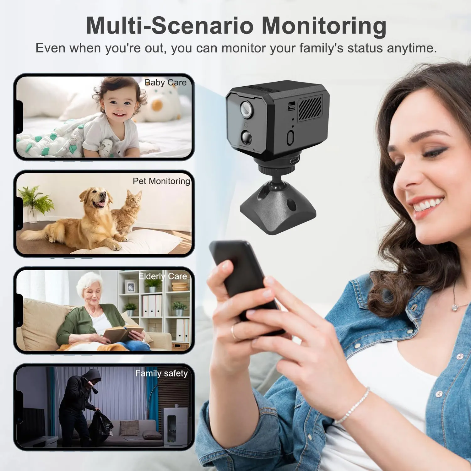 Dock Magnetic Mini WiFi Camera 5MP Battery Ptz Motion Detection and Night Vision WiFi Camera for Pets, Babies and Nannies