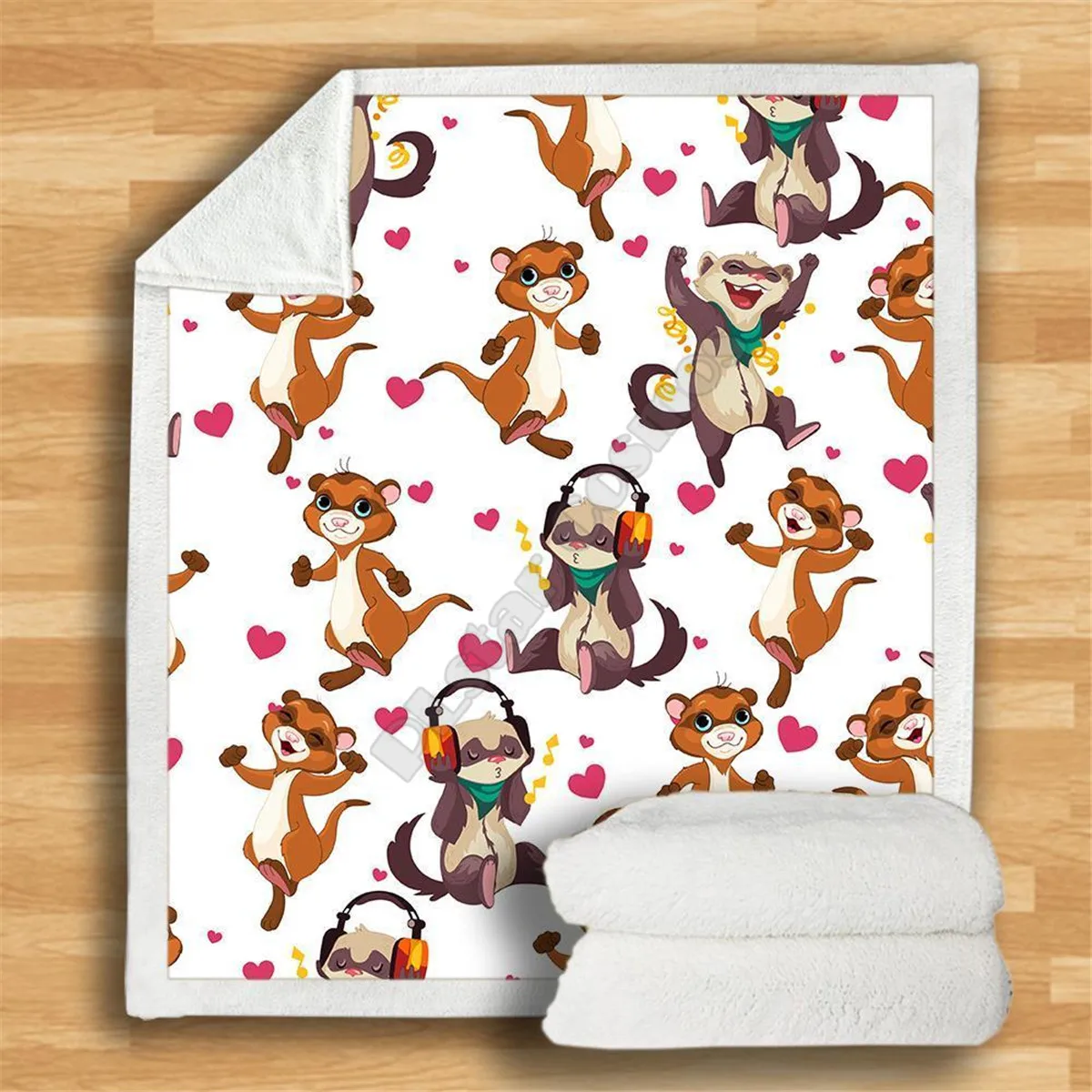 Love Cute Fox Terrier Blanket 3D printed Sherpa Blanket on Bed Home Textiles 05