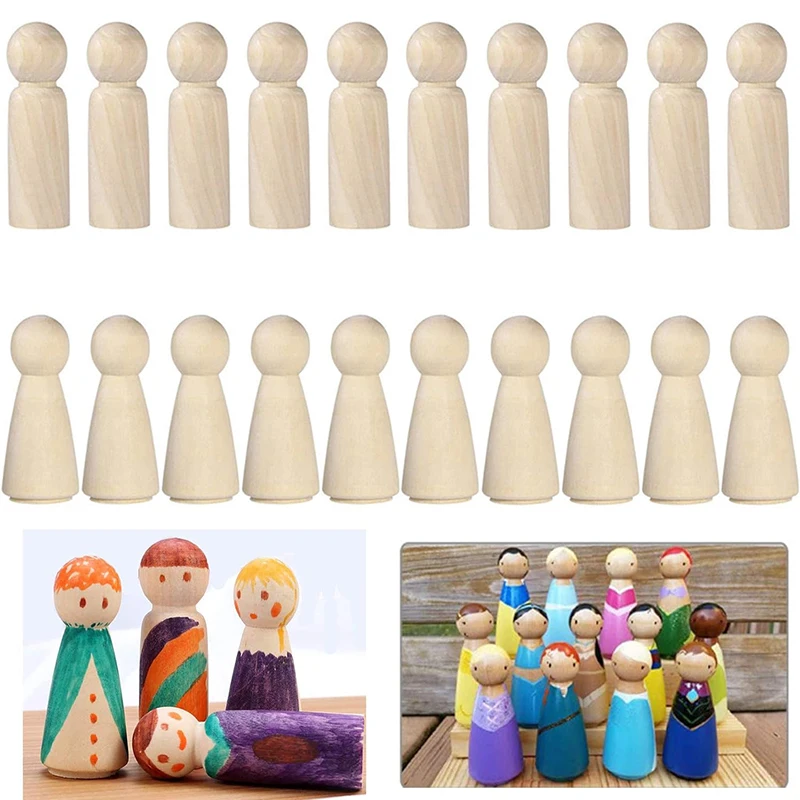 

5PCS Wooden Peg Dolls Men And Woman Wood Family Dolls Kids Room Decor Handmade Wooden Blank Children'S Goods Toy Figures Decor