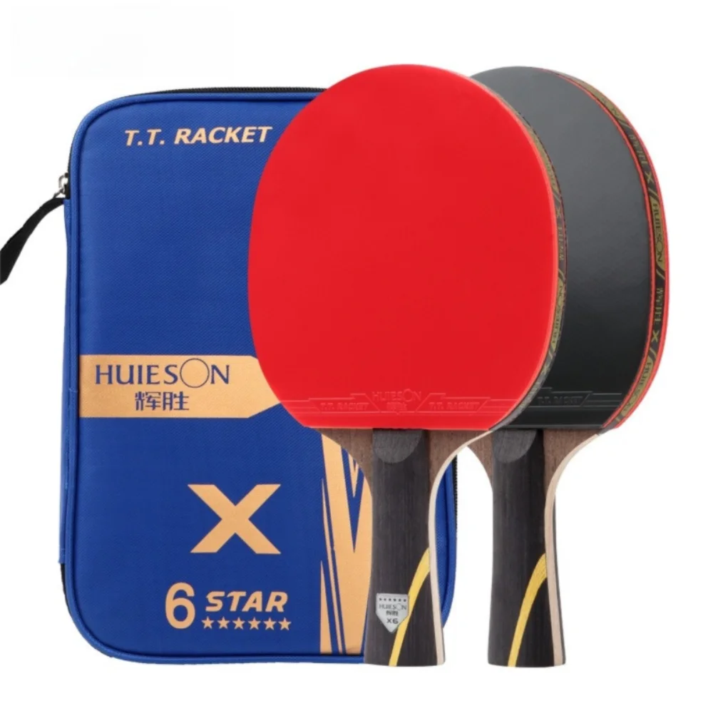

2Pcs HUIESON Ping Pong Rackets 6 Star Carbon Table Tennis Racket with Cover Bag Ping Pong Supplies For Club Training
