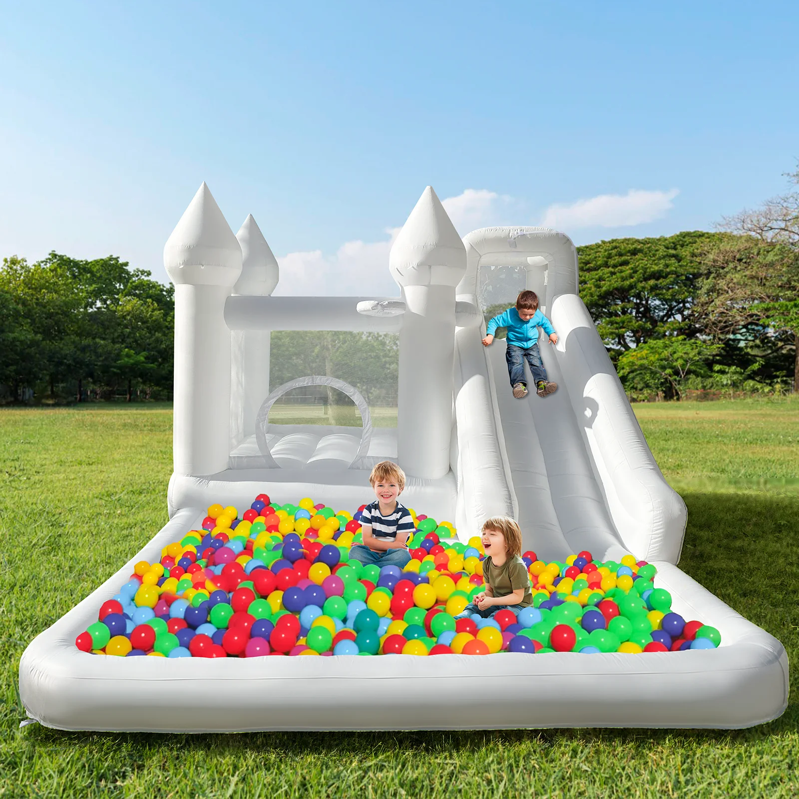 

4m Big Inflatable Game Castle Of Children With Big Ball Pit And Water Slide For Party Outdoor Playground Play Wedding Birthday