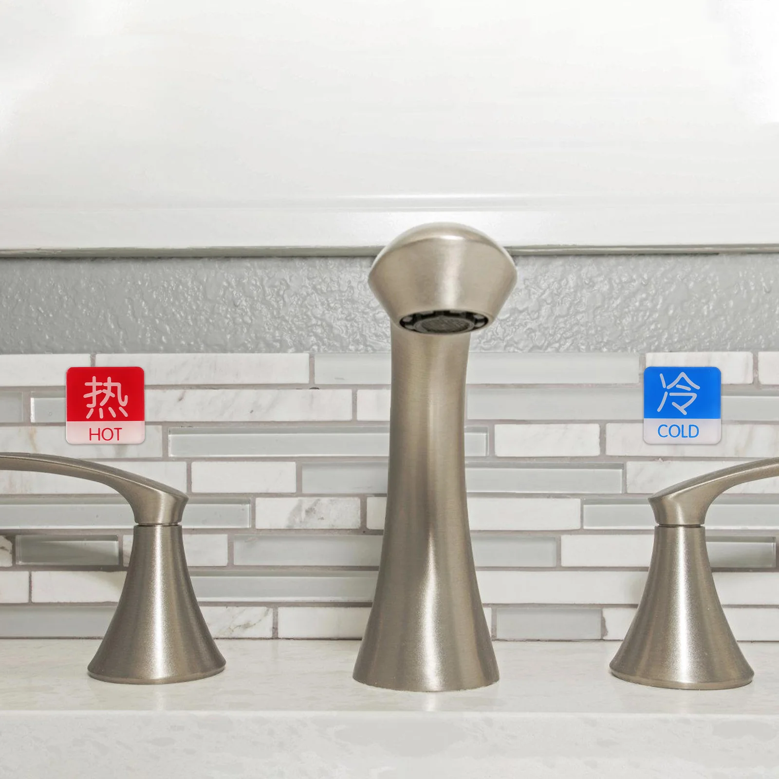 10 قطعة تسمية الماء الساخن البارد واضح الاكريليك دائم ملصق للحمام دش صنبور الحد الأدنى تصميم لاصق دعم سهل #1