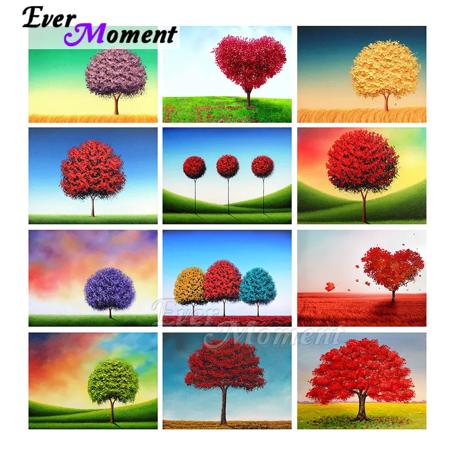 

Алмазная картина Ever Moment, вышивка, красочное дерево, круглая квадратная дрель из смолы, настенное художественное украшение, стразы ASF2281