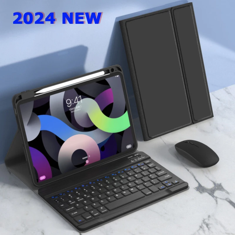 

Чехол с Bluetooth-клавиатурой для планшета iPad Air 6 2024 Pro 11, 10-го поколения 2022 Air 5 4, 10,9 дюйма, смарт-складной чехол для iPad 9 10,2