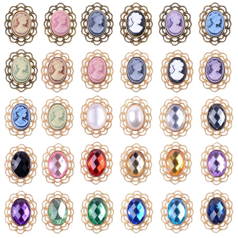 New alloy jewelry accessories inlaid with beautiful head retro style, rhinestone flower plate DIY handmade clothing material acc