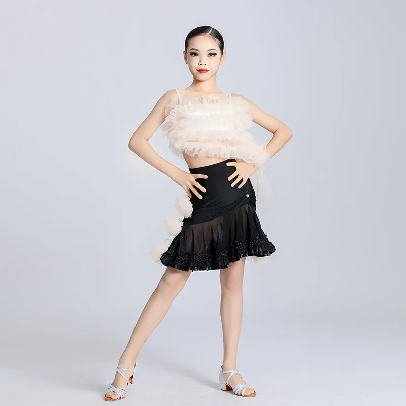 Children's Latin Dance Regulations Competition Split Skirt Spring and Summer New Professional Training Art Test Clothes