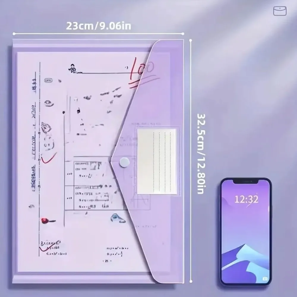 10 قطعة A4 حقيبة ملفات بلاستيكية شفافة مقاوم للماء أزرار خاطفة وثيقة حقيبة التخزين منظم أوراق متعددة الأغراض ﻿