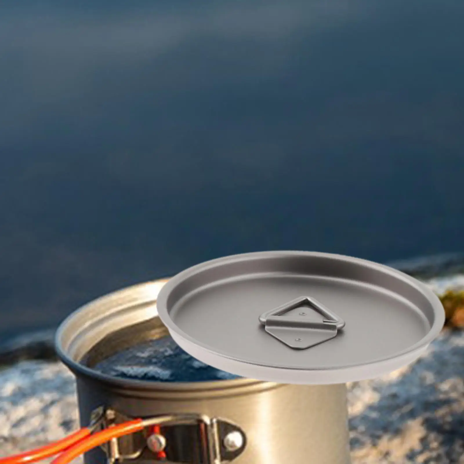 Titanium Water Cup Lid Coffee Mug Lid Drinkware Tableware Camping Pot Lid with Loop for Backpacking Water Cup Picnic Grilling
