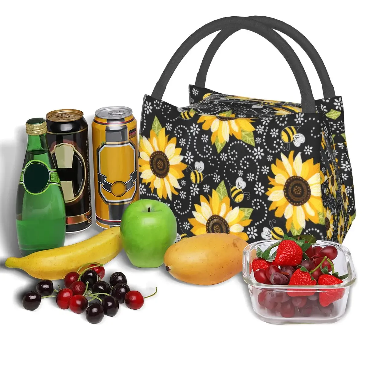 NOISYDESIGNS Sunflowers Print Lunch Bag Insulated Bags For Women Portable Food Case Bags Kids School Cooler Warm Bento Box Totes