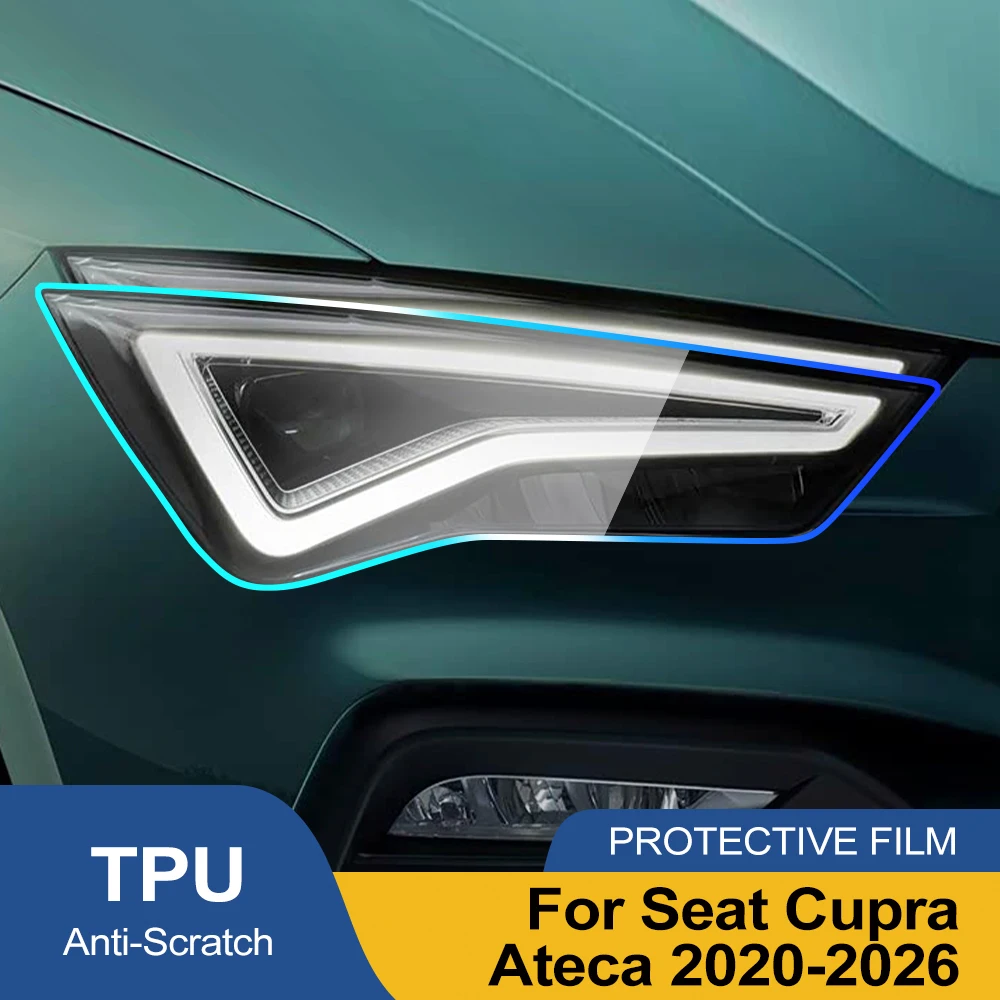 Custom Fit TPU PPF for Seat Cupra Ateca 20-26 High Gloss Smoke Black Pre Cut Headlight Protective Film Anti-Scratch Vinyl Wrap
