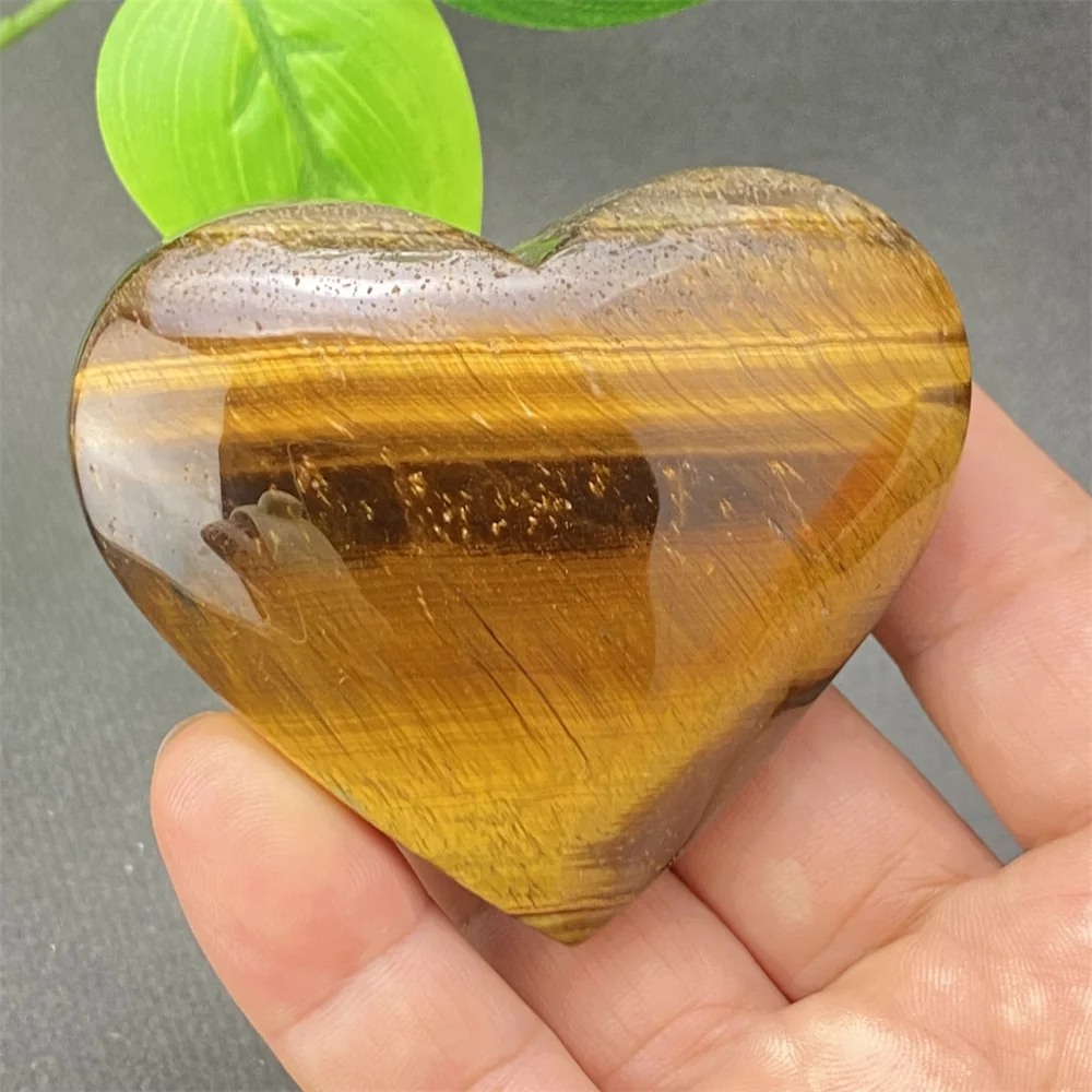 Natural Yellow Tiger Eye Stone Crystal Heart Shape Hand Polished Heart Home Decoration