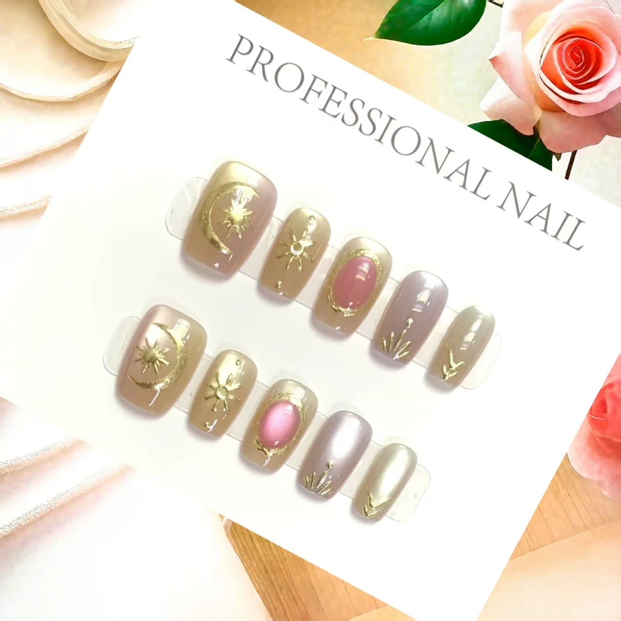 10개입 럭셔리 수제 아몬드 롱 할로윈 스크림 프레스온 네일 세트 화려한 디자인 4종 도구 포함 네일 접착 탭