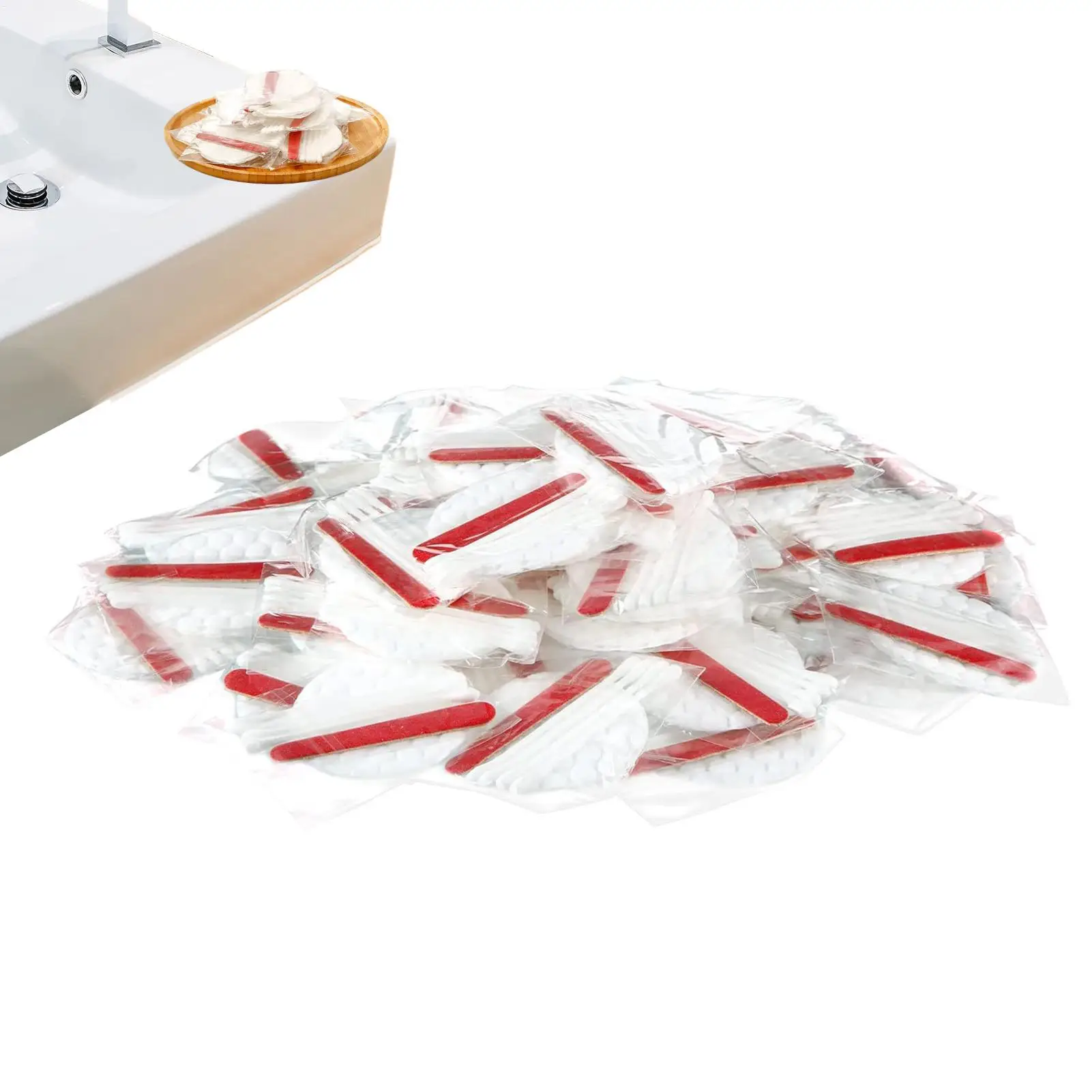 호텔 세면도구 세트, 개별 포장된 메이크업 세면도구 키트 (여행용 면봉, 화장솜, 네일 파일 포함)