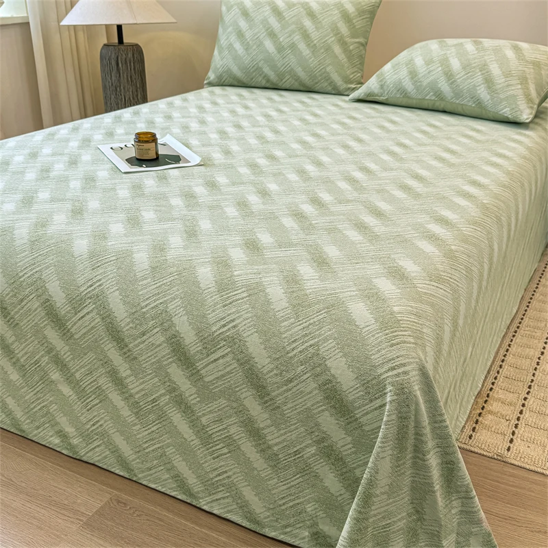 

2026 New Style 100% Cotton Thick Weave Three-Layer Yarn Washed Color-Weaved Jacquard Bed Sheet High-quality Mattress Cover