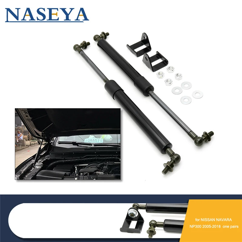 2Pcs/set Car Hood Gas Spring Support Rod Slow Down Shock Gas Strut For Nissan Navara NP300 2005 2006 2007-2018 Auto Accessories