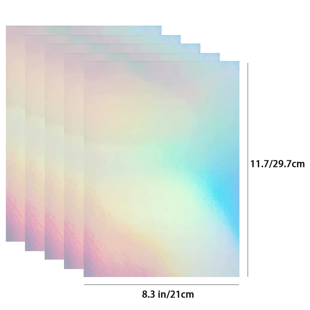 40 Sheets 4 Styles Mixed Holographic Sticker Paper Clear Vinyl Self Adhesive Waterproof Rainbow Transparent Overlay Film A4 Size