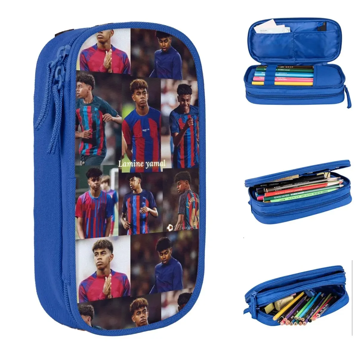 Cute Lamine Y-Yamal Pencil Case Football Soccer Pencilcases Pen for Student Big Capacity Bag Students School Zipper Stationery
