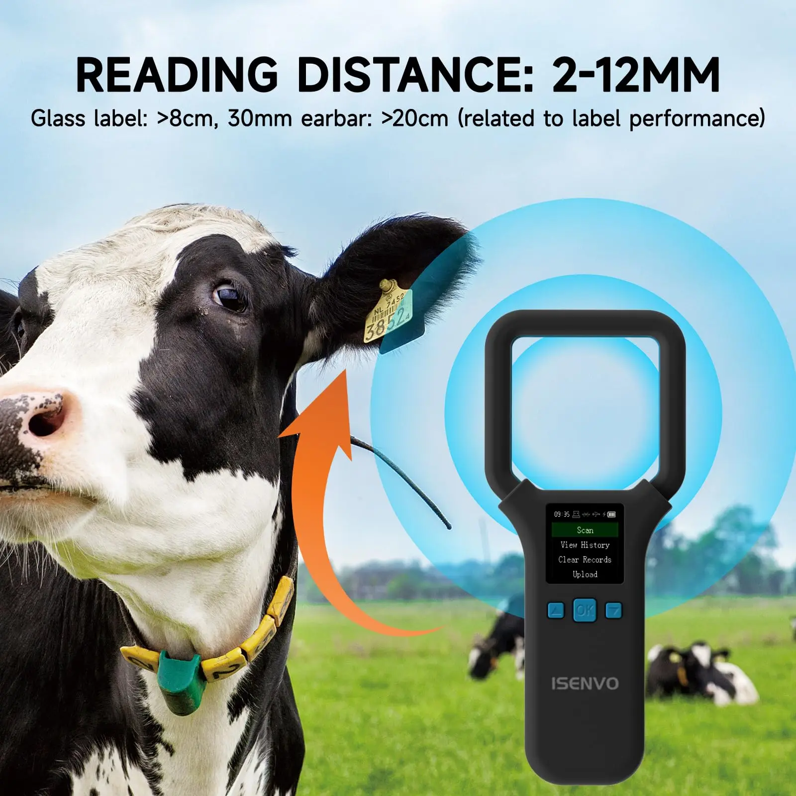 Universal 190E Animal Microchip Scanner, Portable Fast Reader for 134.2kHz FDX-B ISO Standard Pet Chip Identification