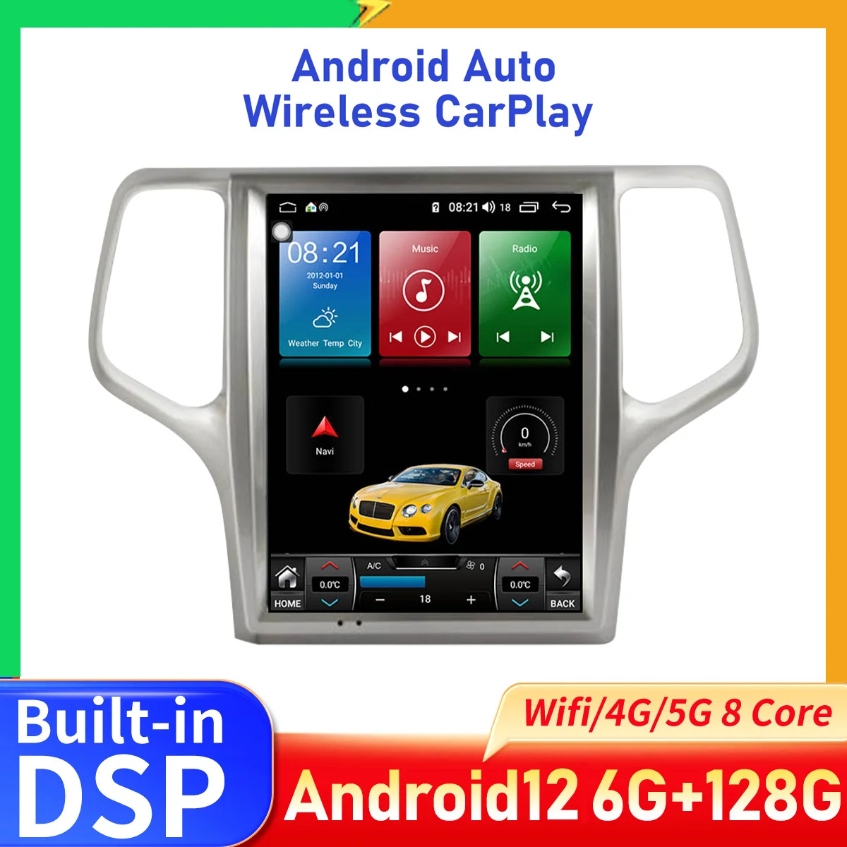 

Android 13 For Jeep Grand Cherokee 2008 2009 2010 2011 2012 Car GPS Navigation Auto Radio Stereo DSP Multimedia Player HeadUnit