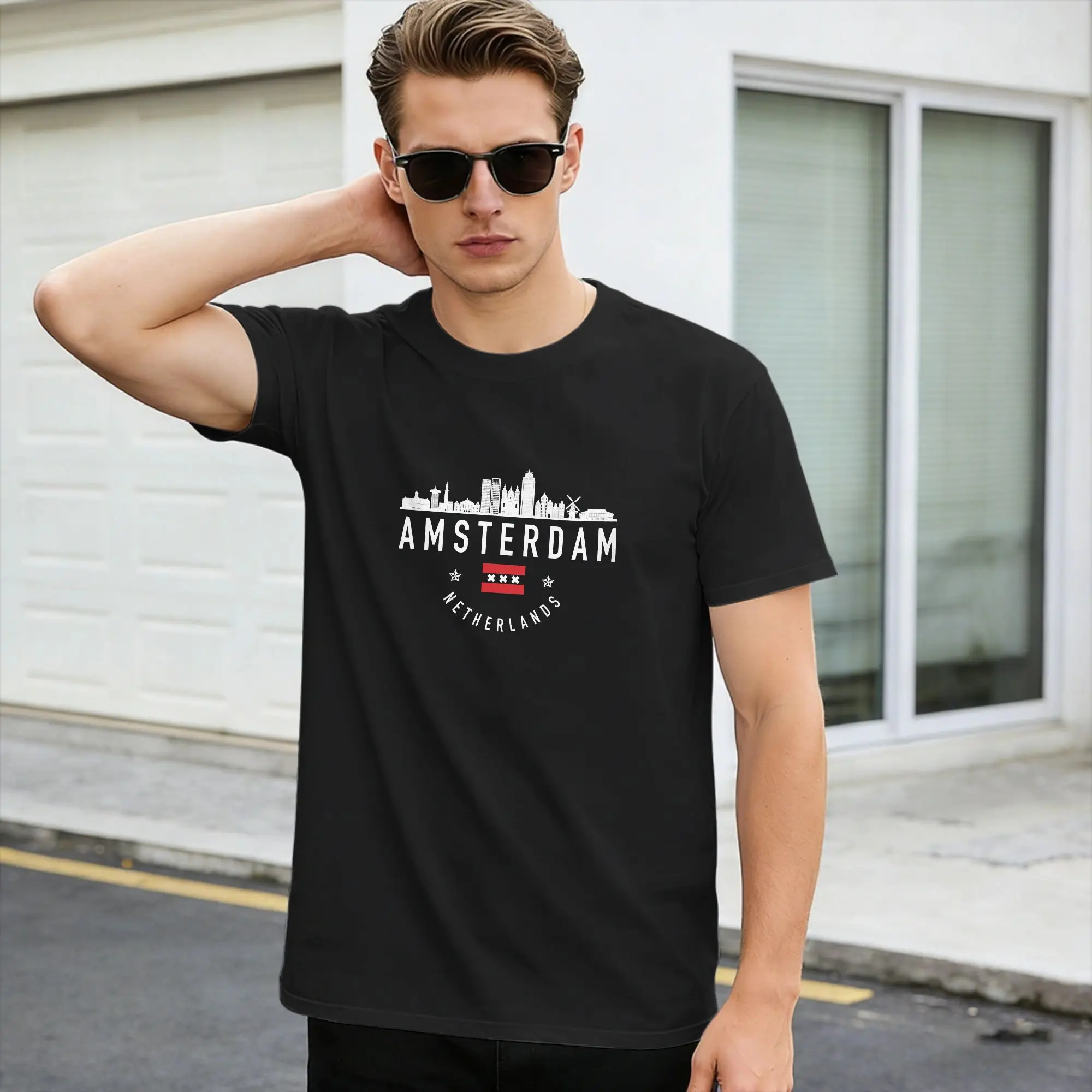 Amsterdam Netherlands City T-Shirt Summer  Vintage T-Shirts Pure Cotton Harajuku Tshirt For Couple Design Top Tees,