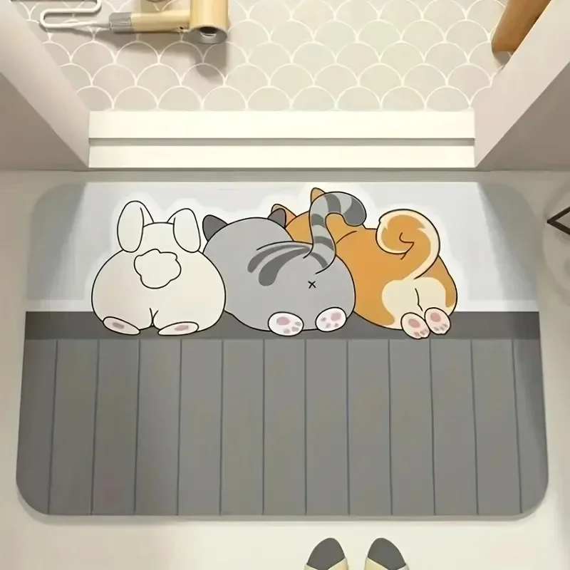 Cute Cartoon Pet Rear Pattern Decor Floor Mat  Lovely Rabbit Cat Dog Art Rug Sweet Animal  Decoration Design for Household