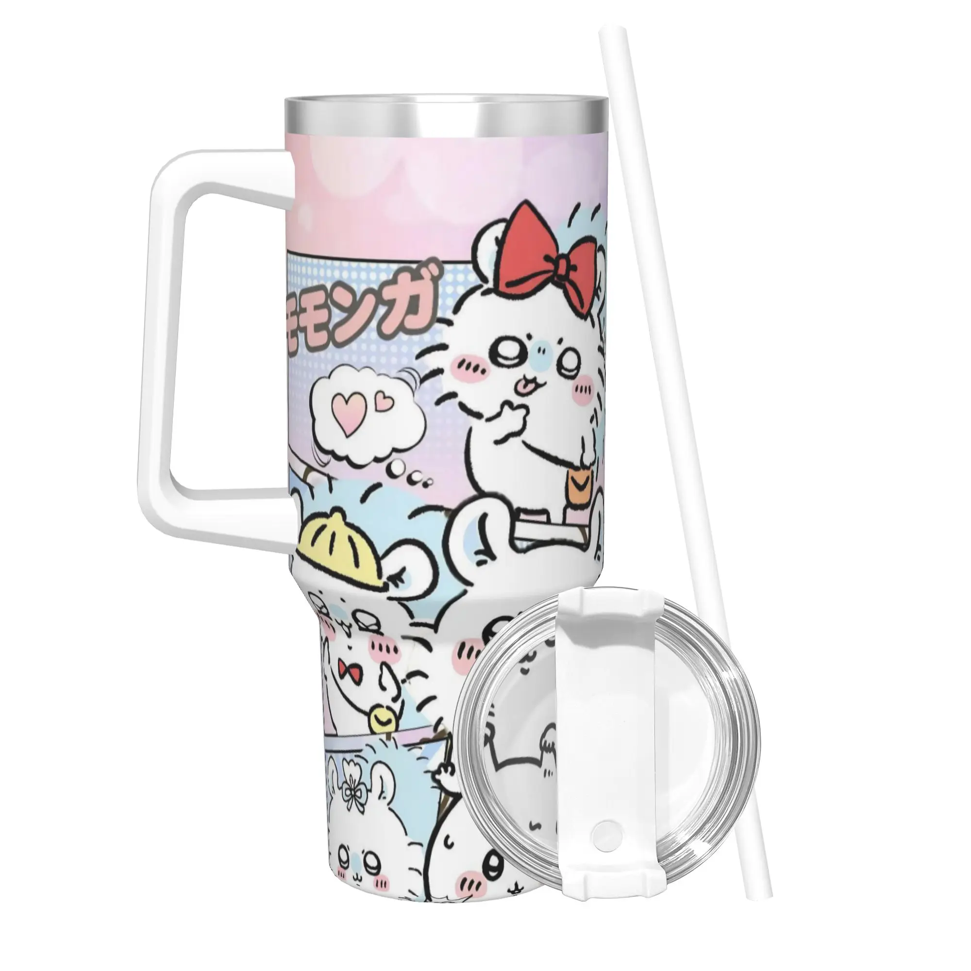 Stainless Steel Tumbler Chiikawas Kawaii Anime Manga Thermal Cups  Heat Preservation Cold and Hot Car Mugs Travel Water Bottle