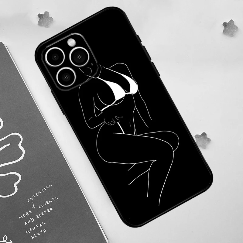 Sexy Nude Women Art Case For Apple iPhone 12 13 Mini 11 14 15 16 Pro Max Plus X XR XS Max Coque