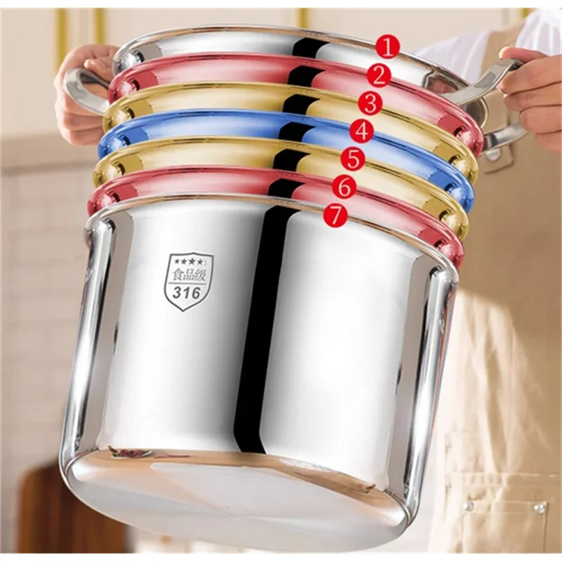 Thick 316 Stainless Steel High Soup Large Capacity Non-Stick Stew Double Ear Pot For Home Use To Cook Porridge And S