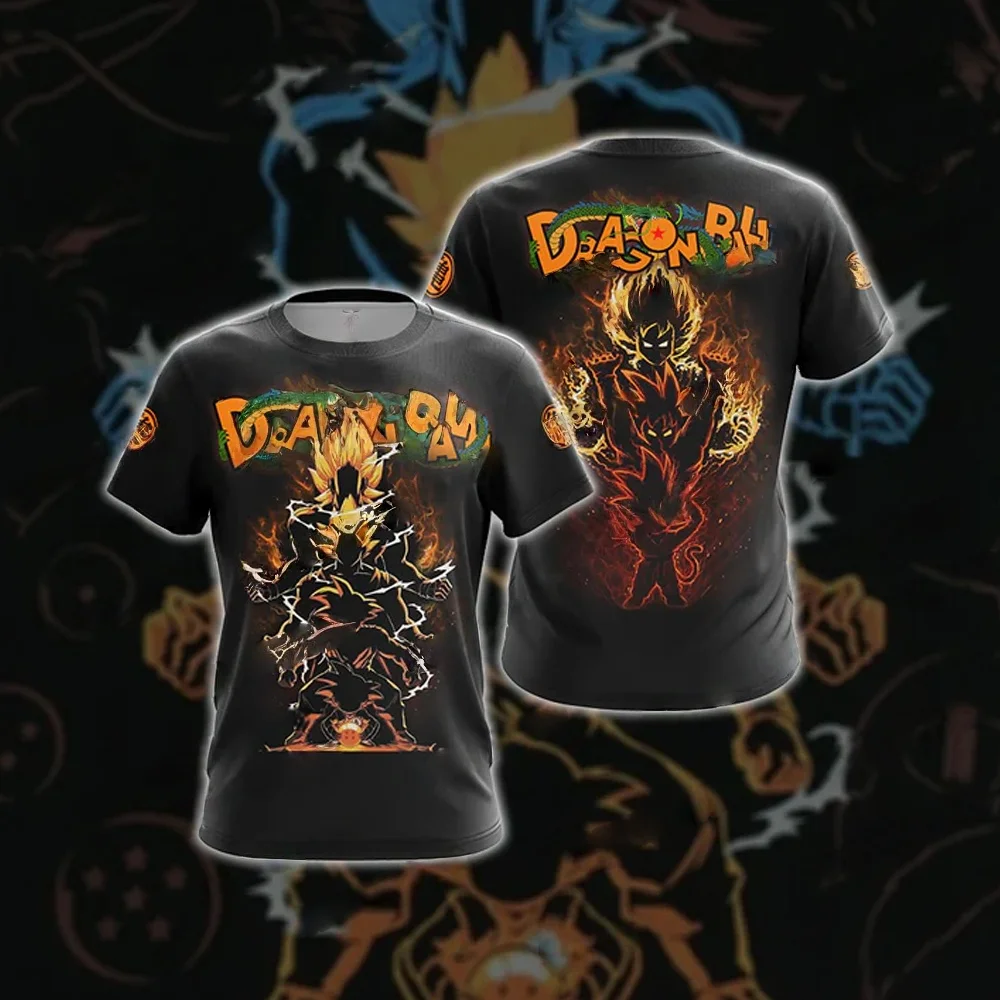 

Summer 2026 Dragon Ball Goku Super Saiyan Evolution Full Stage Theme 3D Printed Loose Breathable T-shirt Adult Parent-child Top