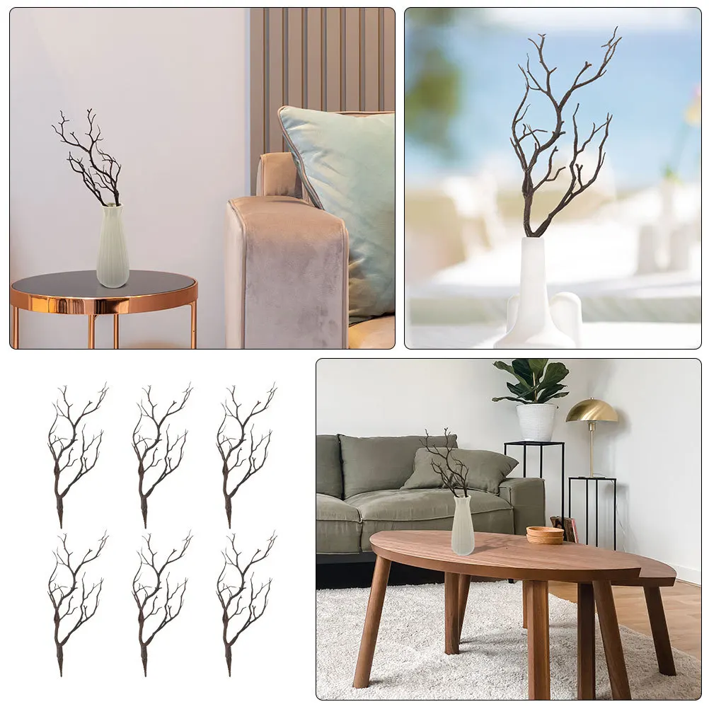 

6Pcs Fake Dried Branches Decorative Plant Stems for Vase Arrangement DIY Branches Plastic Antler Twigs Home Garden Balcony