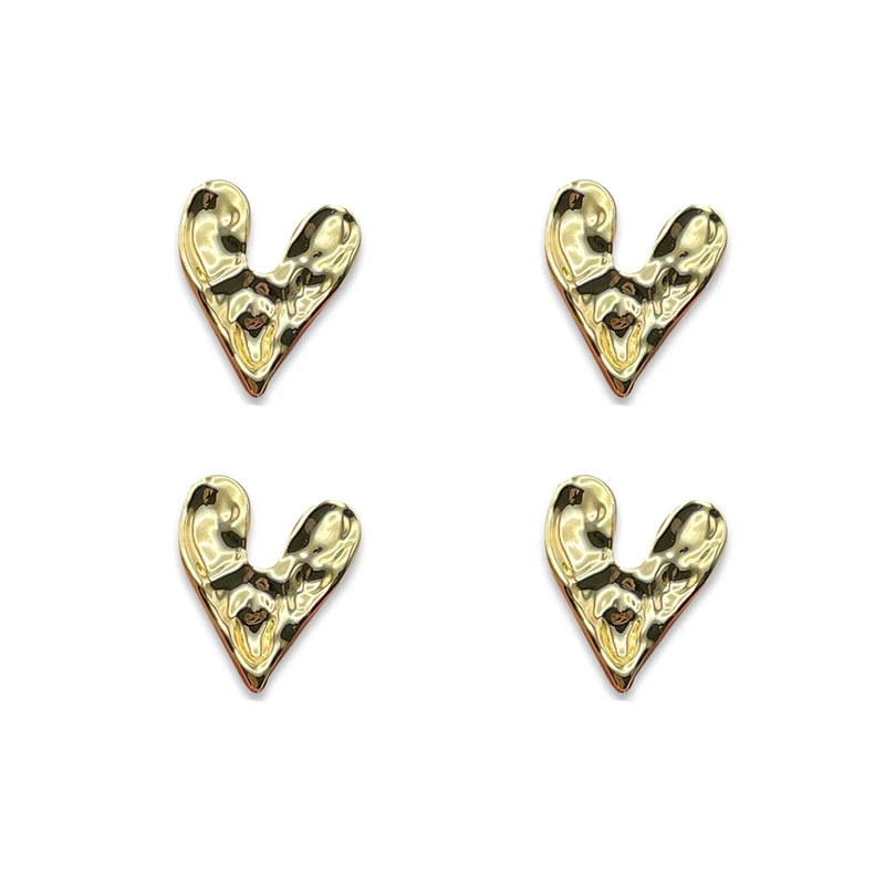 4Pcs Gold Silver Heart Badge Charms For Kid\'s Sandal Clogs Cute Cartoon Bear DIY Fashion Shoe Decorations For Slippers Accessory