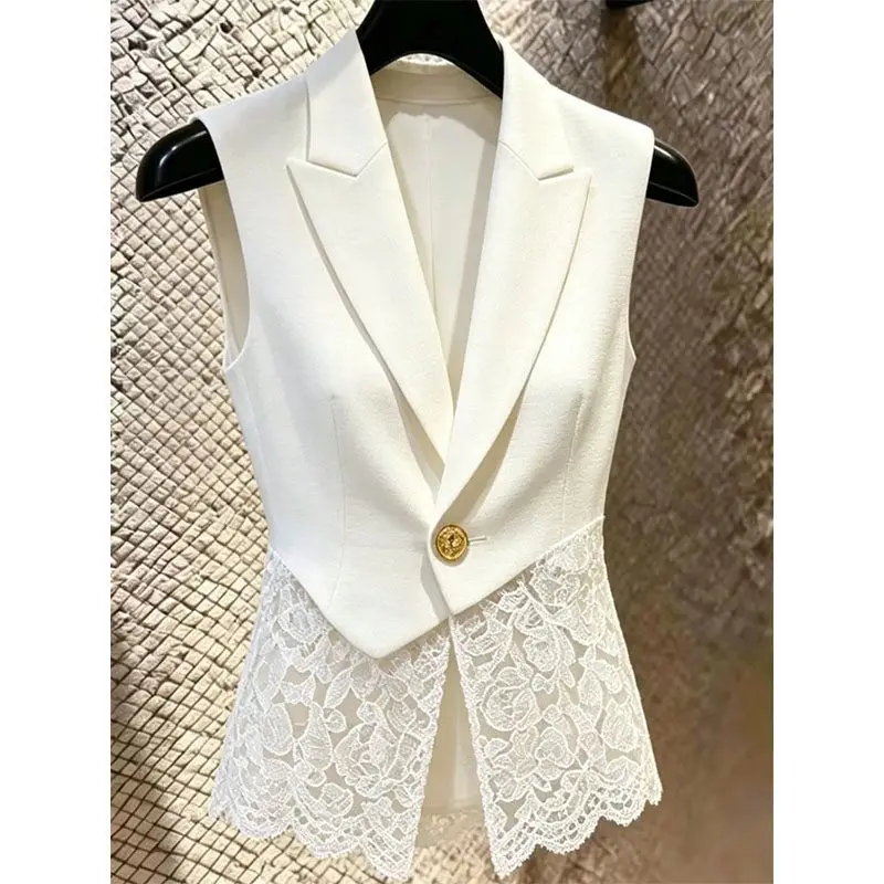 2026 Women's Vest Jacket High-grade Suit Collar Sleeveless Ladies Waistcoat Coat Fashion Age-reducing Female Outerwear